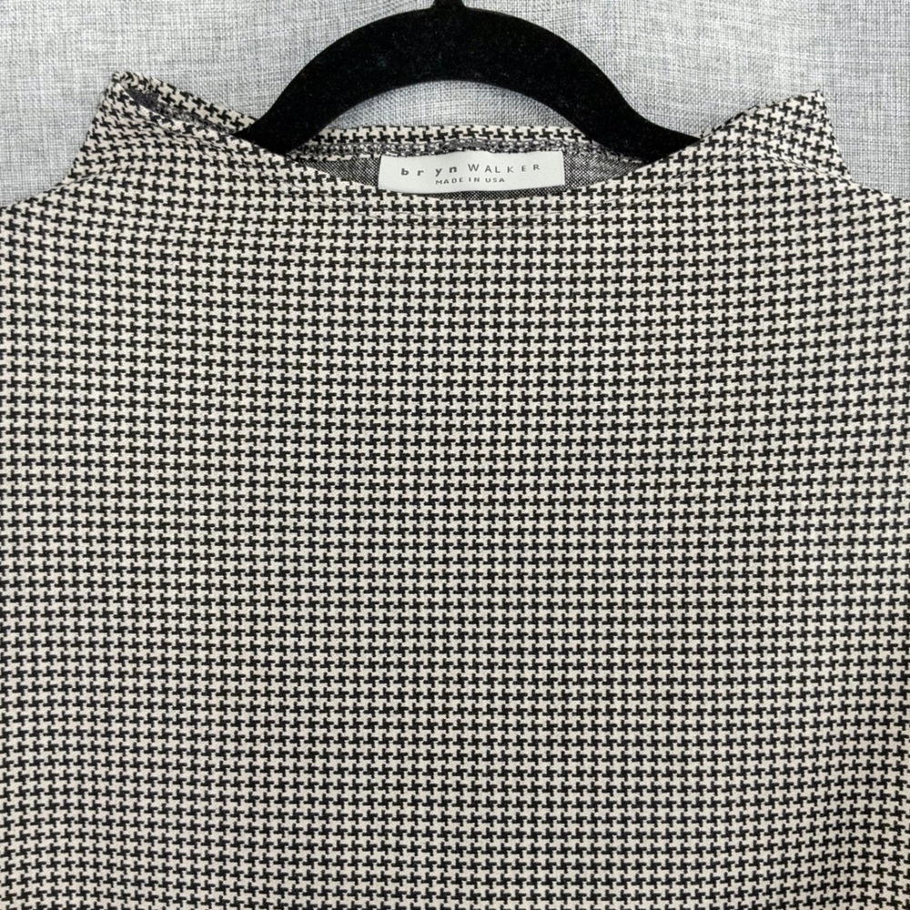Bryn Walker Women's 1X Houndstooth Mock Neck 3/4 Sleeve Blouse $170 Retail - Picture 4 of 9